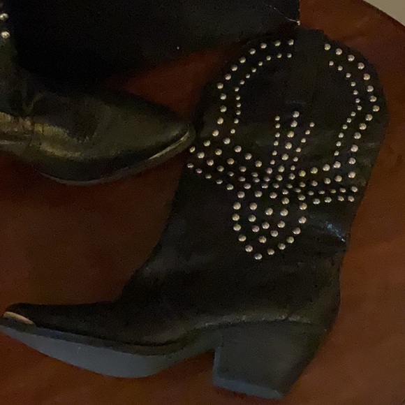 💥New Arrival REBA Black Biker Cowboy Boots Size 9.5M Retail $299 NEW - Picture 4 of 8